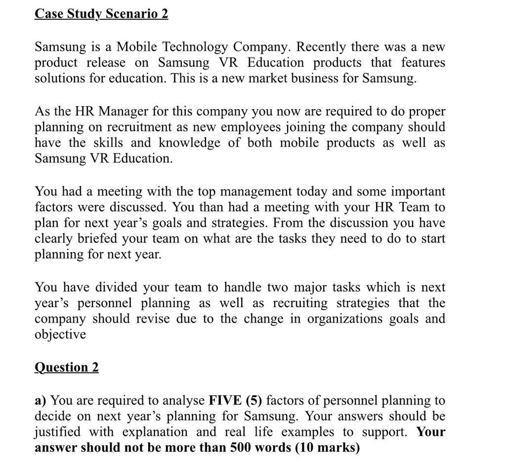 Case Study Scenario 2 Samsung is a Mobile