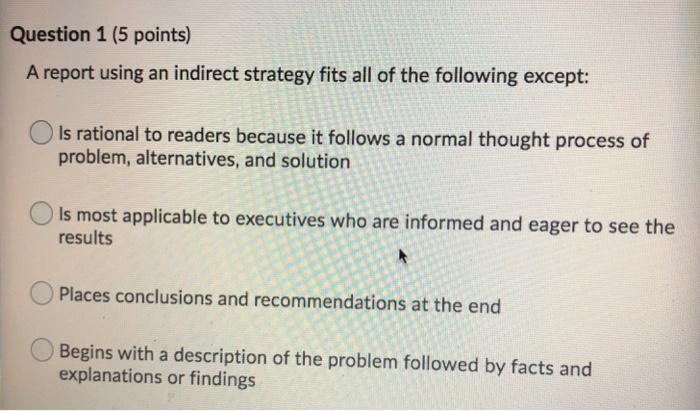 please help solve Question 1 (5 points) A report