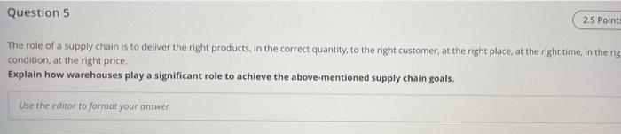 PLEASE HELP !! ASAP Question 5 2.5 Point The role