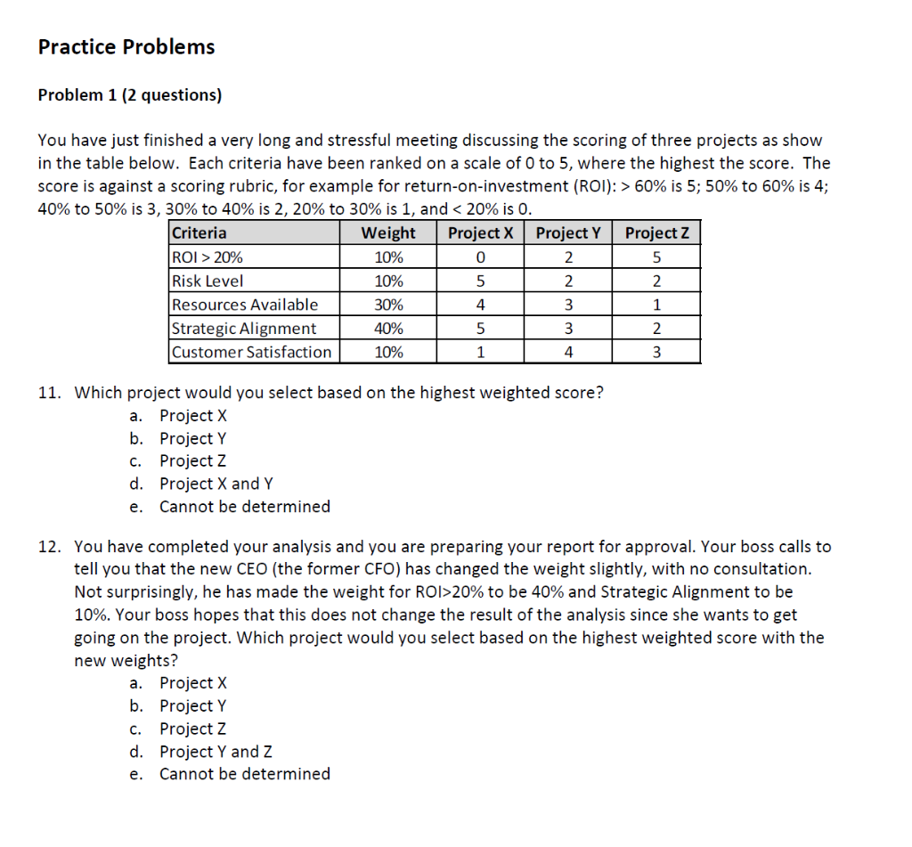 Practice Problems Problem 1 (2 questions) You