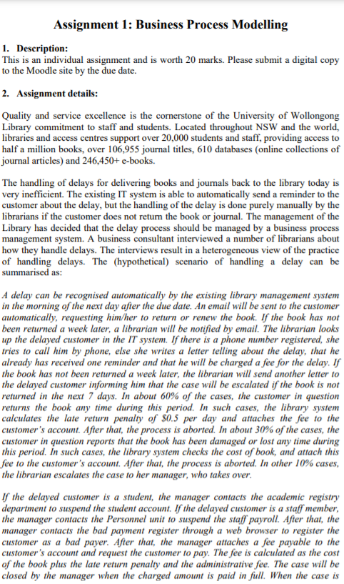 Assignment 1: Business Process Modelling 1.