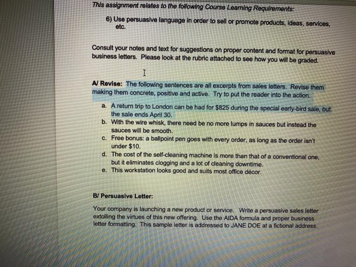 This assignment relates to the following Course