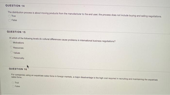 QUESTION 14 The distribution process is about