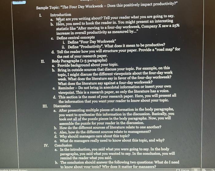 Instructions : I ONLY need the outline. I dont