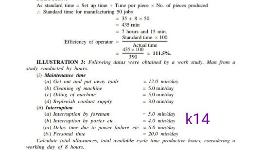 As standard time = Set up time + Time per piece *