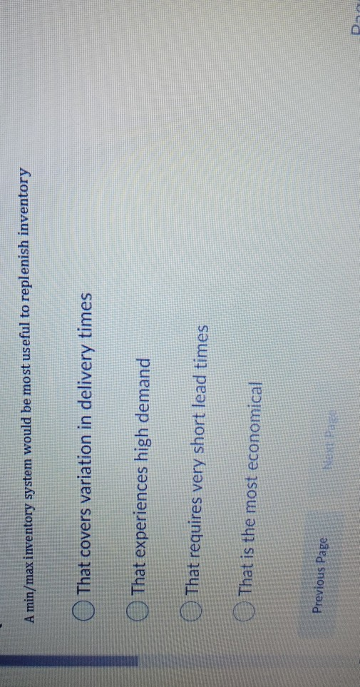 A min/max inventory system would be most useful