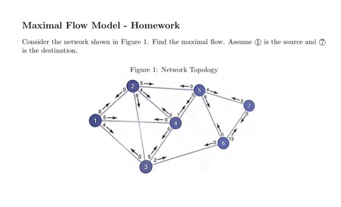 PLEASE SOLVE USING EXCEL Maximal Flow Model -