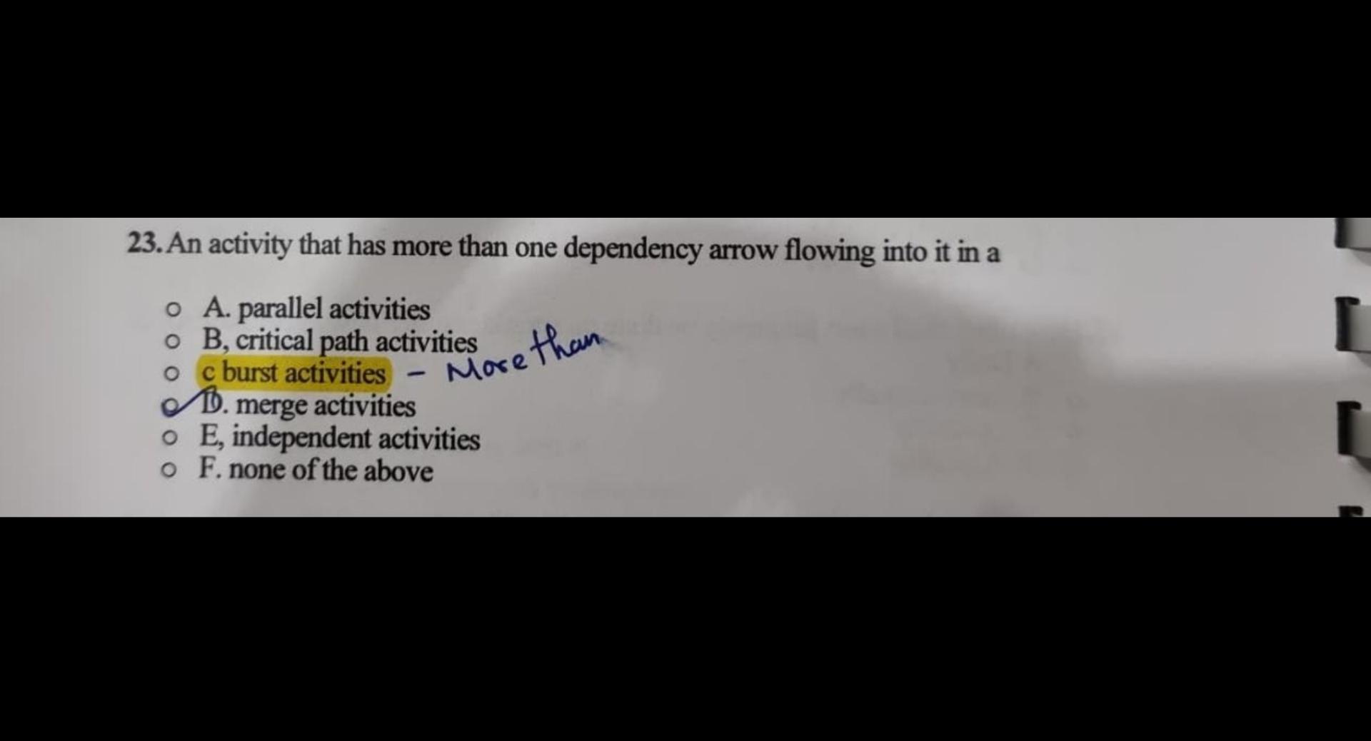 23.An activity that has more than one dependency