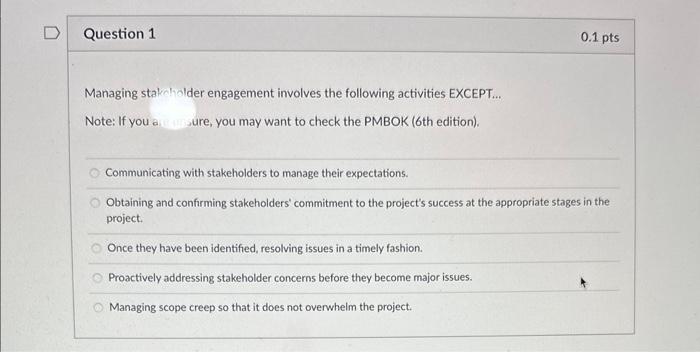 Managing stakichalder engagement involves the