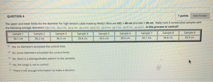 QUESTION 4 1 points Save Answer The upper and