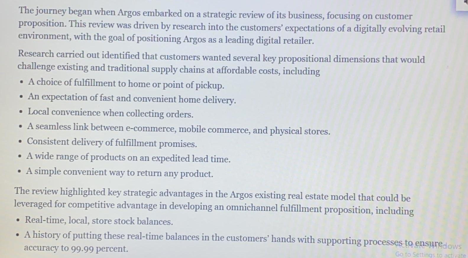 Note: All answers should be in relation to the