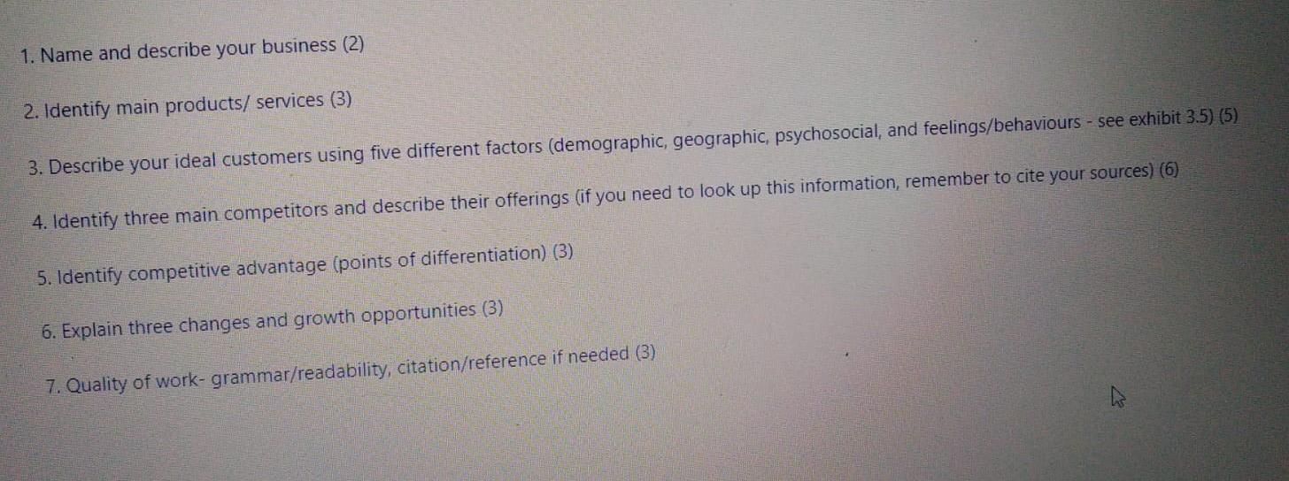 1. Name and describe your business (2) 2.
