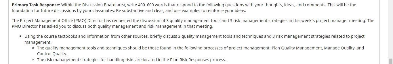 Primary Task Response: Within the Discussion