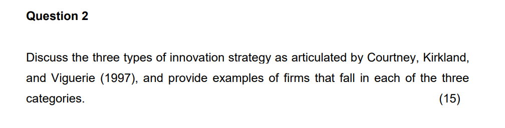 Question 2 Discuss the three types of innovation