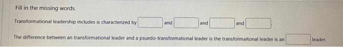 Fill in the missing words Fill in the missing