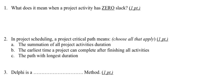 1. What does it mean when a project activity has