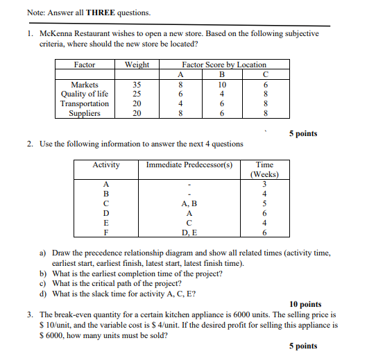 please solve this within 20mins Note: Answer all