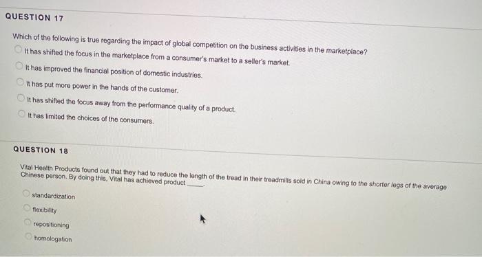 QUESTION 17 Which of the following is true