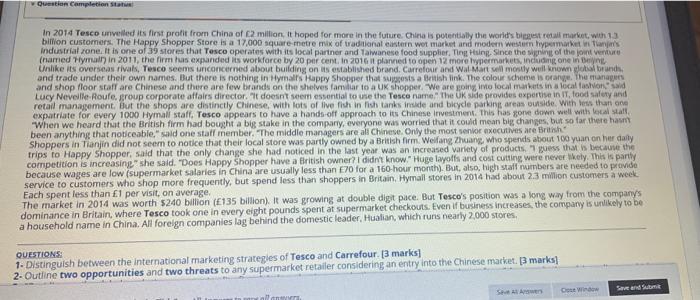 Voustion completion In 2014 Tesco unveiled its