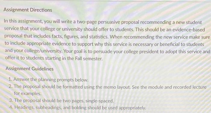 Assignment Directions In this assignment, you