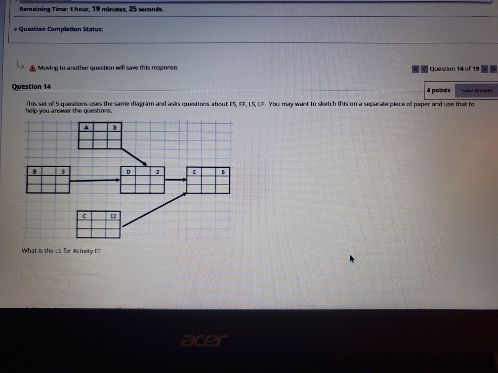 Remaining Time: 1 hour, 19 minutes, 25 seconds.