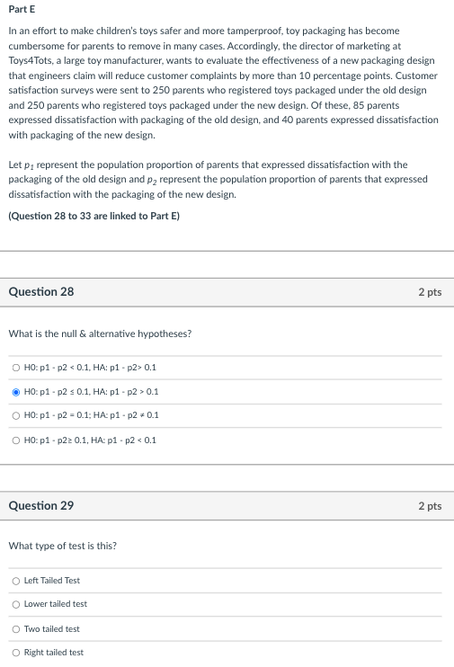 Part E In an effort to make children's toys safer