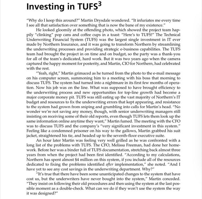 please answear question 3 . Investing in TUFS3