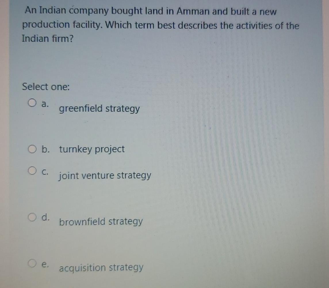 7 An Indian company bought land in Amman and