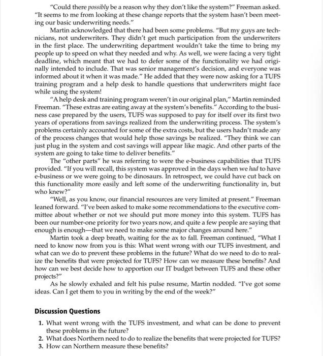 please answear question 3 . Investing in TUFS3