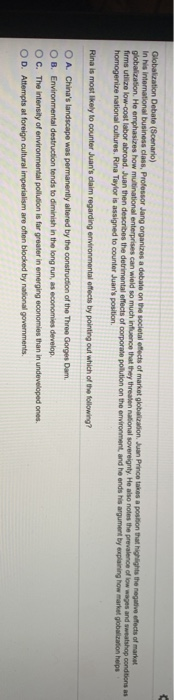 Globalization Debate (Scenario) In his