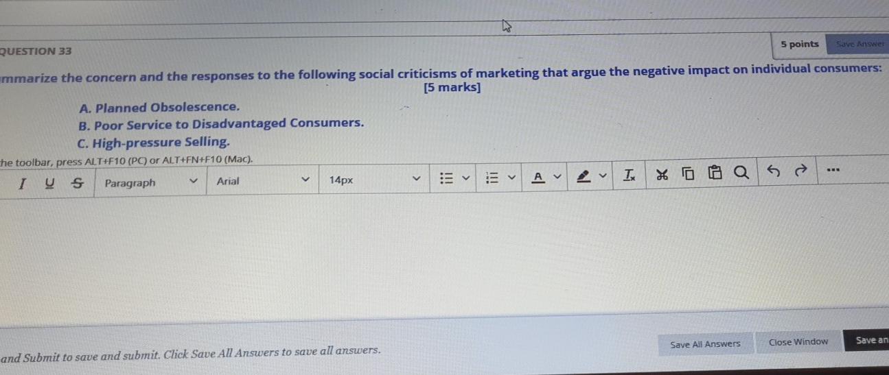 summarize the concern... 5 points Save Answer