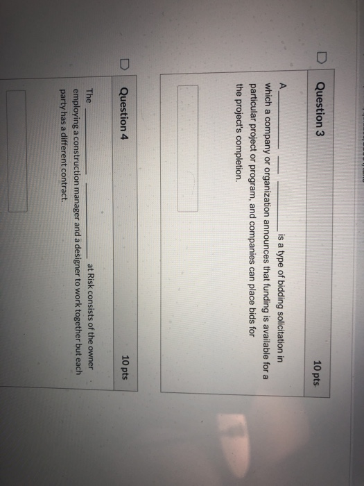 Question 3 10 pts is a type of bidding