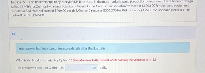 answer problem B please Patricia Zell, a
