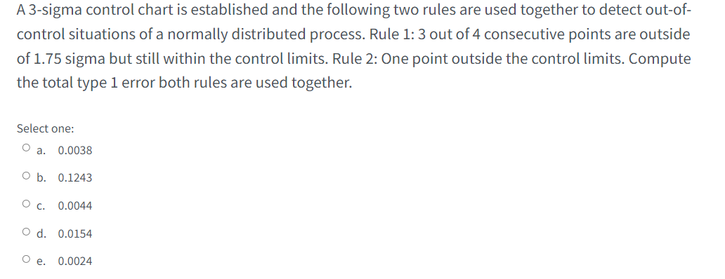 A 3-sigma control chart is established and the