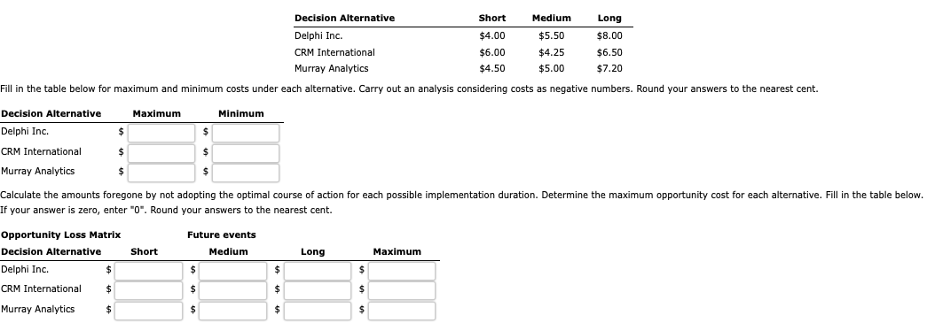 A local business is considering three vendors for