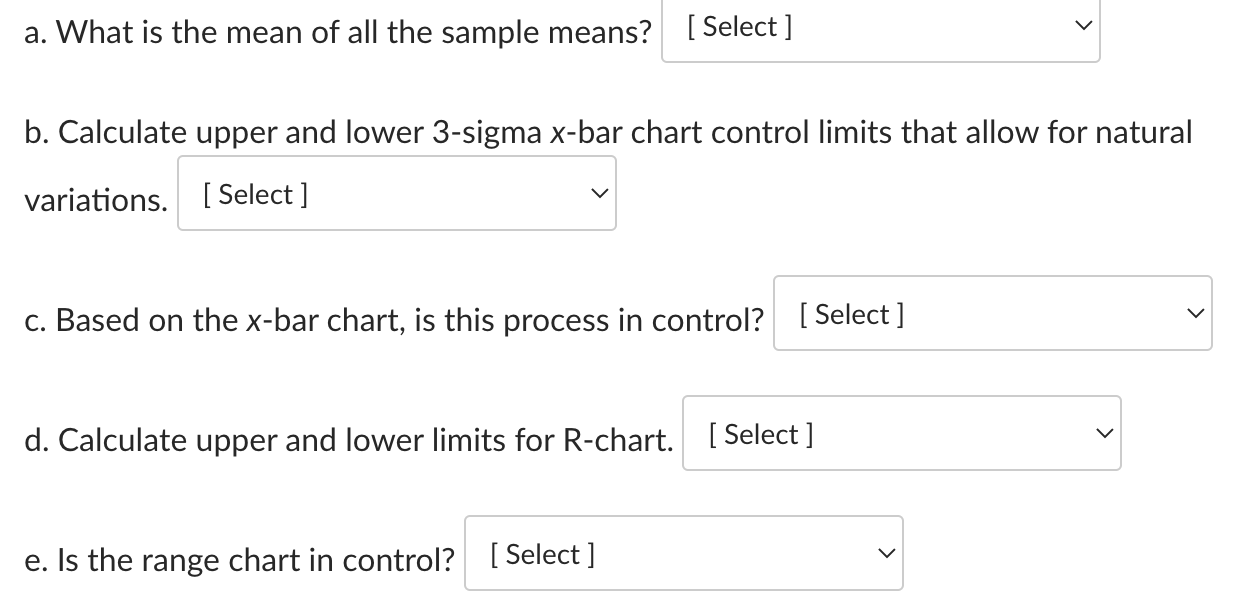A quality analyst wants to construct a control