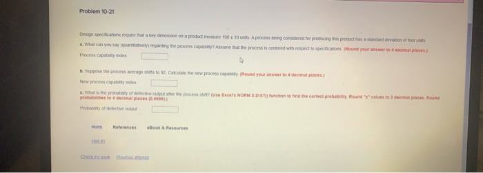 Problem 10-21 Design specifications require that