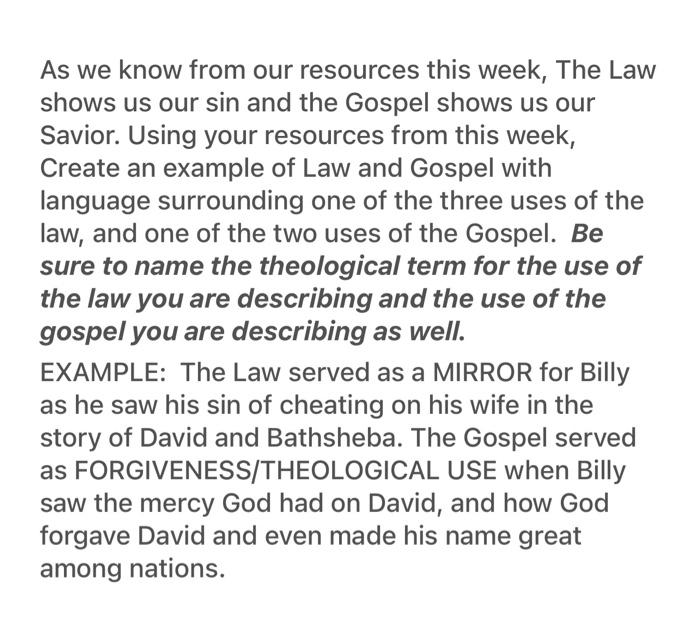 As we know from our resources this week, The Law