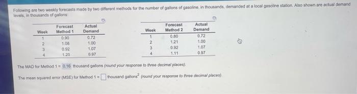 clear steps please. Following are two weekly