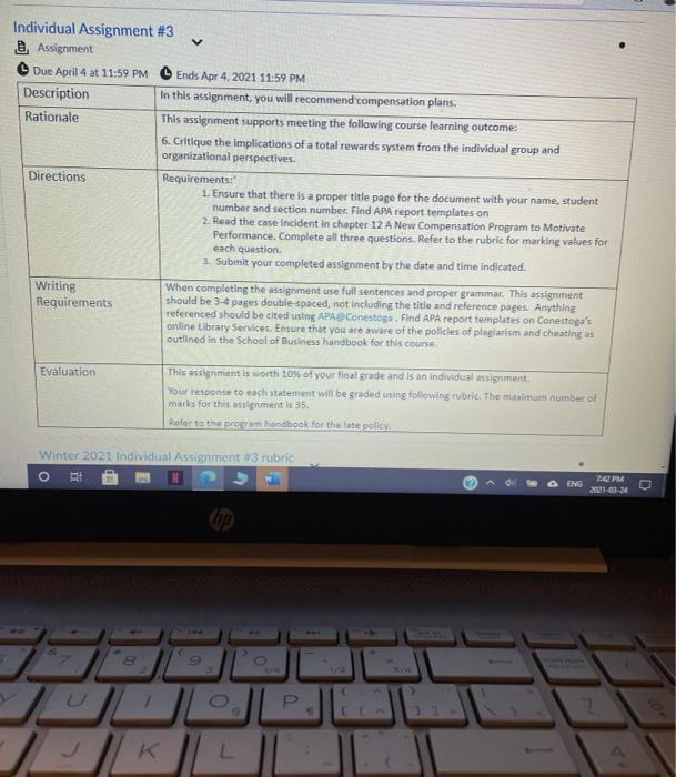 V Individual Assignment #3 @ Assignment Due April