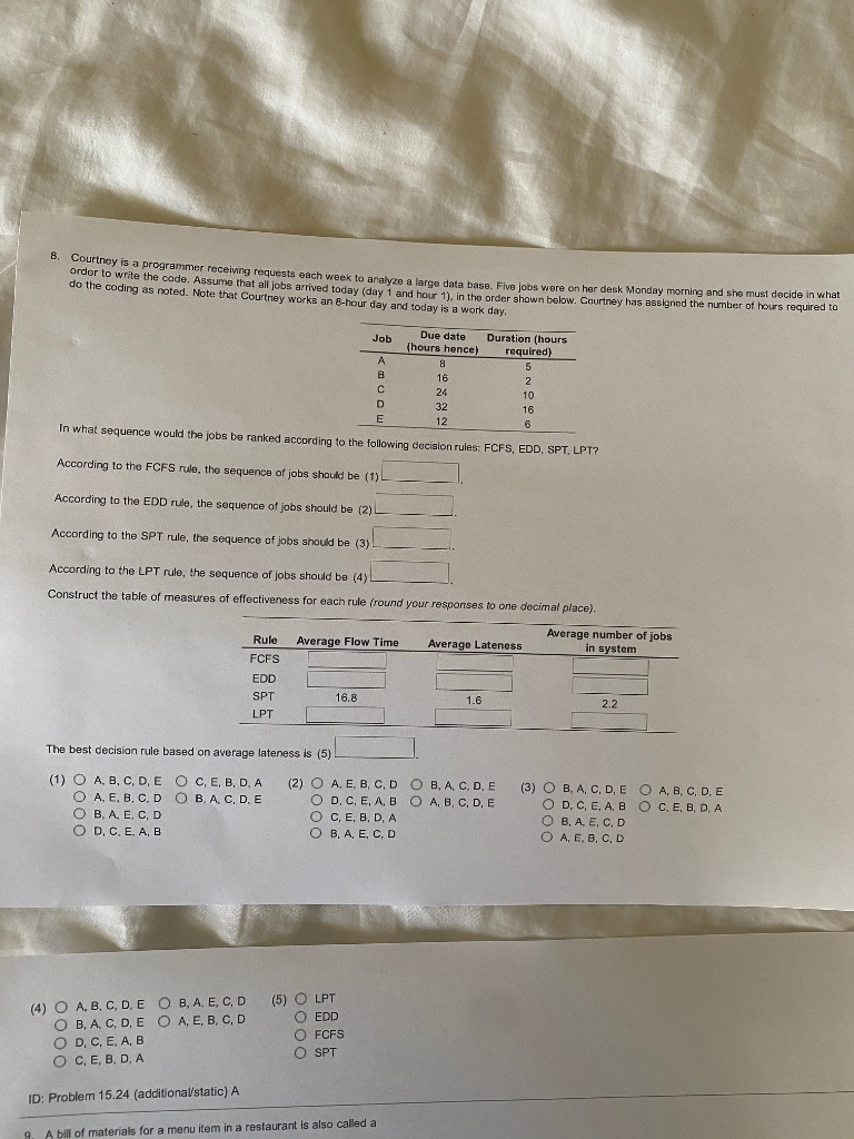 8. Courtney is a programmer receiving requests