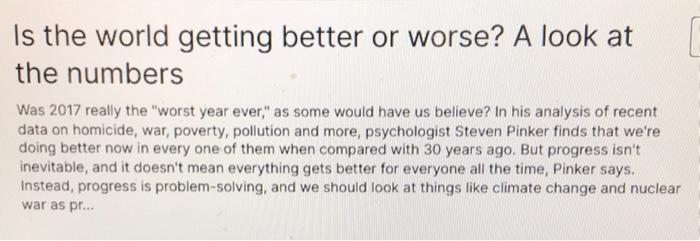 Based on this is the world getting better or