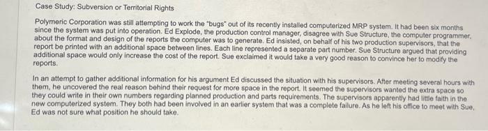 Case Study: Subversion or Territorial Rights