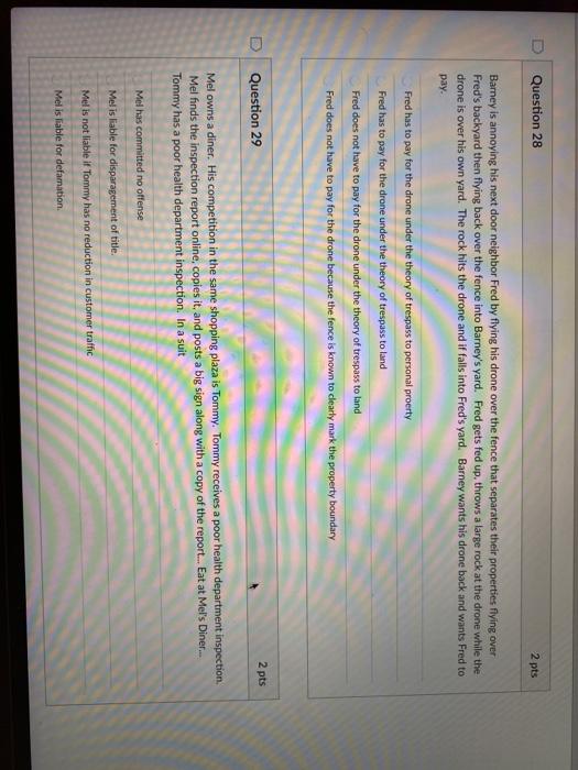 Question 28 2 pts Barney is annoying his next