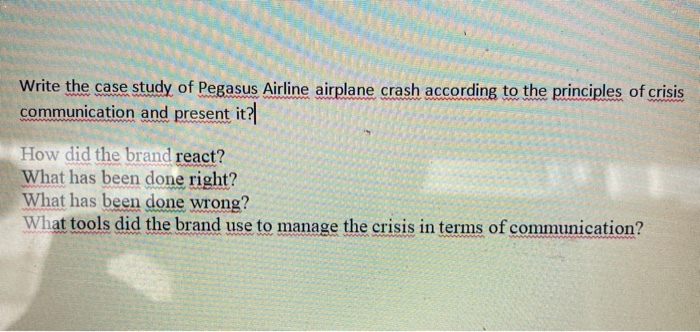 Write the case study of Pegasus Airline airplane