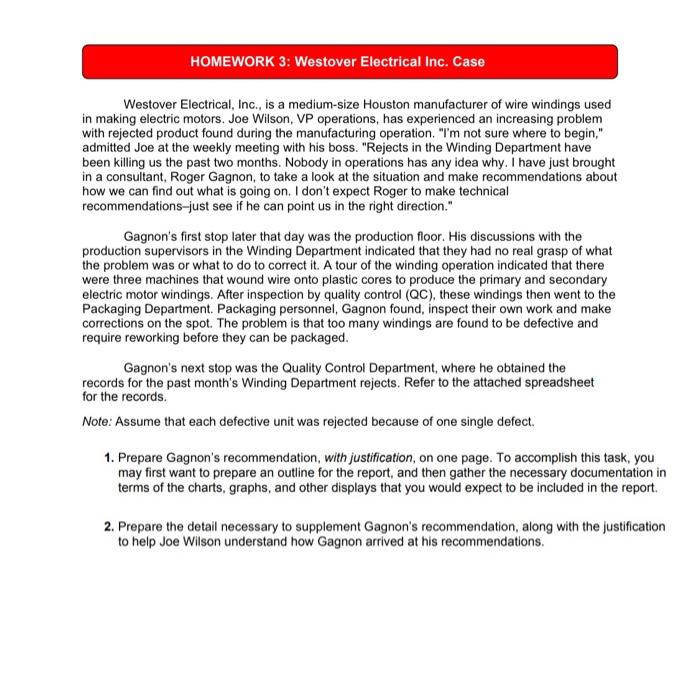 HOMEWORK 3: Westover Electrical Inc. Case