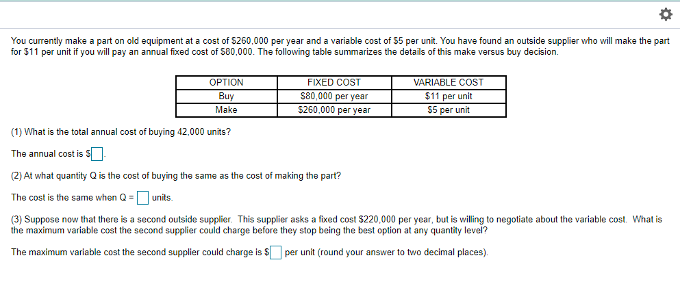 You currently make a part on old equipment at a