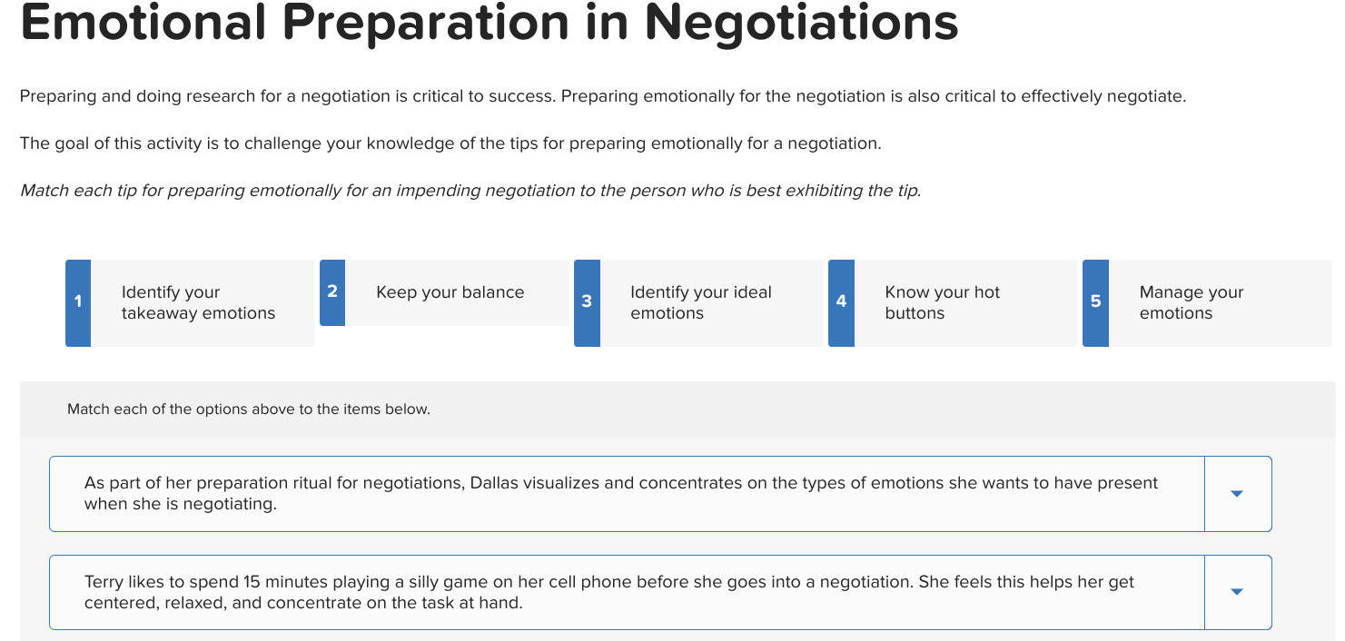 Emotional Preparation in Negotiations Preparing