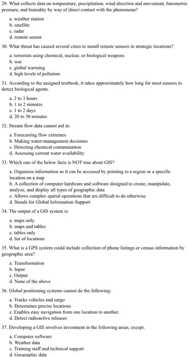 b. war 29. What collects data on temperature,
