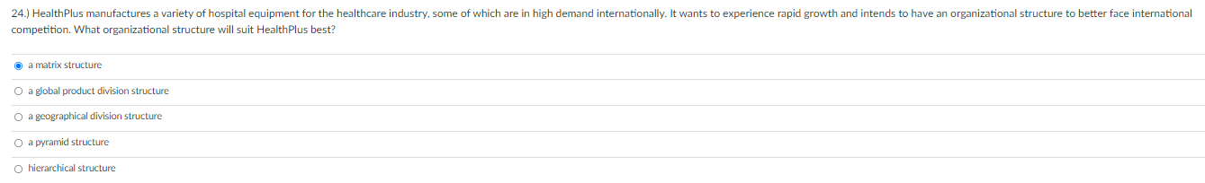 24.) HealthPlus manufactures a variety of